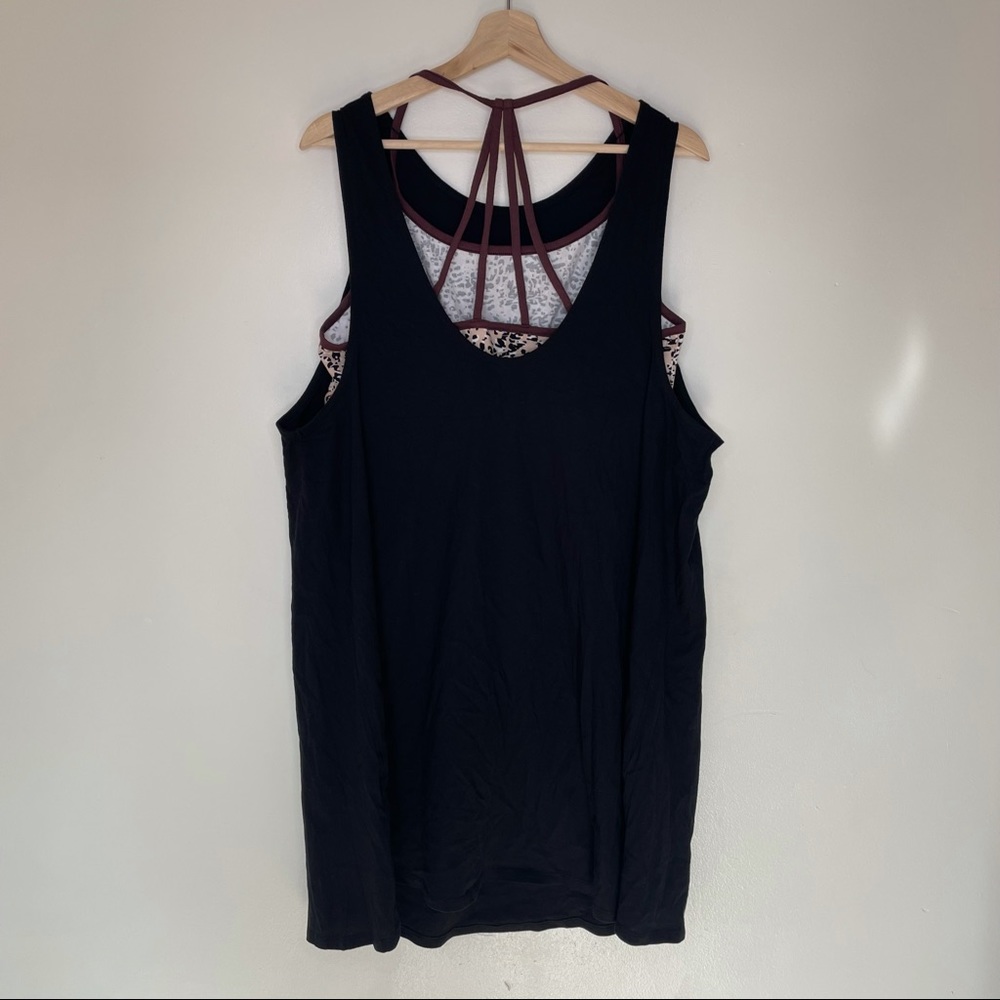 Simply Cacique Black Pajama Sleep Shirt Chemise Tank Bra Animal Print - Picture 3 of 9